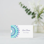 etnische blauwgroen mandala . Tekst. Visitekaartje (Staand voorkant)