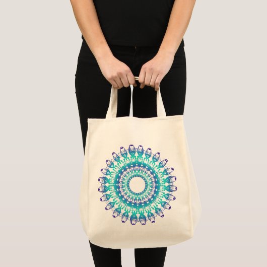etnische blauwgroen mandala . tote bag (Voorkant (product))