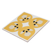 Etnische bloem  geel en zwart tegeltje (Zijkant)