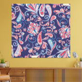 Etnische bloemen: Abstract oosters naadloos. Canvas Afdruk (Insitu (Woonkamer))
