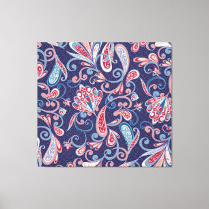 Etnische bloemen: Abstract oosters naadloos. Canvas Afdruk
