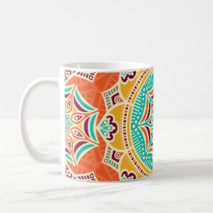 Etnische bloemen: betoverend naadloos design. koffiemok