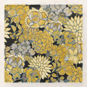Etnische bloemen: creatieve Paisley textuur. Glazen Onderzetter