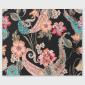 Etnische bloemen en bladeren met eele paisley cadeaupapier (Vlak)