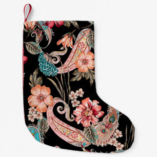 Etnische bloemen en bladeren met  eele paisley kleine kerstsok