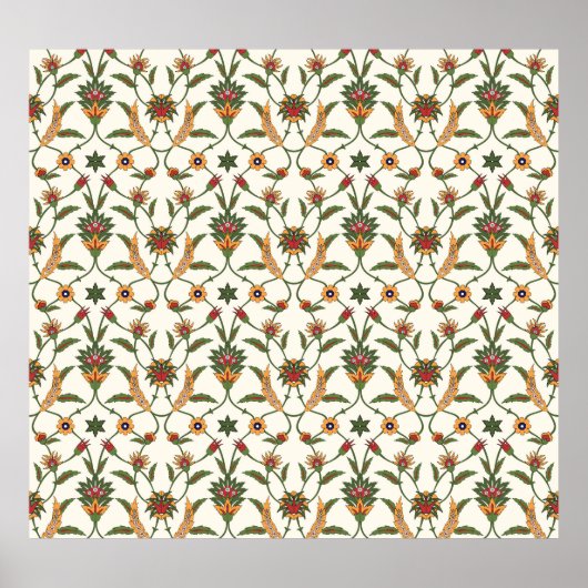 Etnische bloemen: stijlvol naadloos Ornament. Poster (Voorkant)