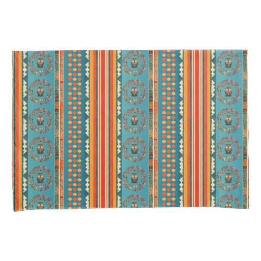 Etnische Boheemse Blauwgroen Groen Sinaasappel Rod Kussensloop (Voorkant-Rechts)