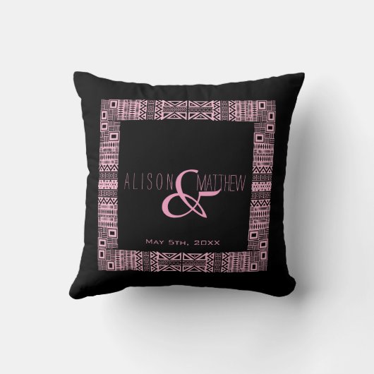 Etnische Boho-chic gepersonaliseerde bruiloft kuss Kussen (Achterkant)