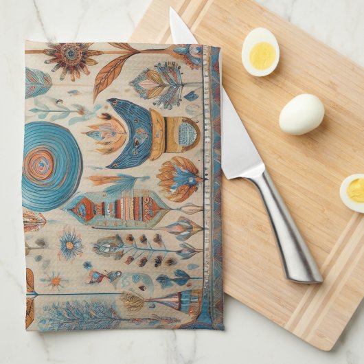 Etnische Boho Elementen Keuken Handdoek (Quarter Fold)