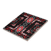 Etnische Boho Folk Art Mozaïek Zwart Rood Grijs Pa Tegeltje (Zijkant)