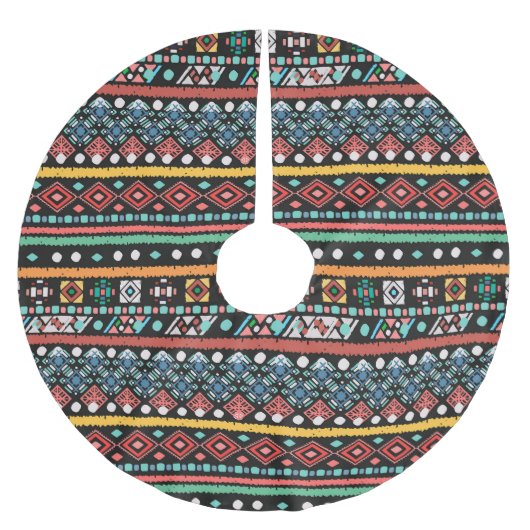Etnische boho: geometrische pixelprint kerstboom rok (Voorkant)