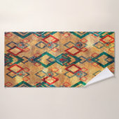 Etnische boho grijpt oud patroon. Tribale kunstafd Badhanddoek (Badhanddoek)