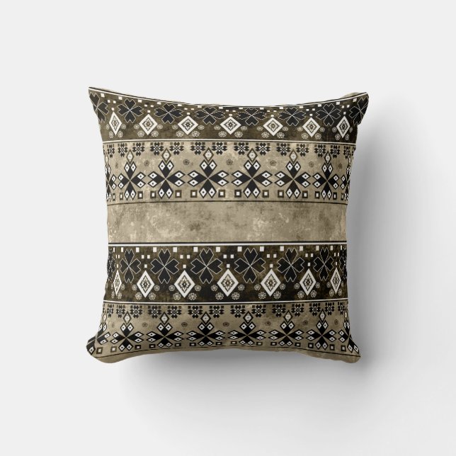 Etnische Boho Grunge: Kleurrijk patroon Kussen (Voorkant)