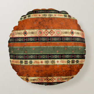 Etnische Boho Grunge, kleurrijk patroon. Rond Kussen