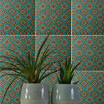 Etnische Boho Marokkaanse Turquoise en Bronze Patt Tegeltje<br><div class="desc">Een levendige etnische decoratieve tegel met een naadloos patroon in turkooizen en brons in Marokkaanse etnische stijl.</div>