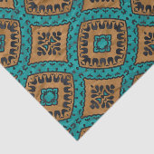 Etnische Boho Marokkaanse Turquoise en Bronze Patt Tissuepapier (Detail)