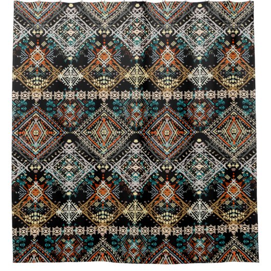 Etnische boho naadloos patroon. Ethno-versiering.  Douchegordijn (Voorkant)