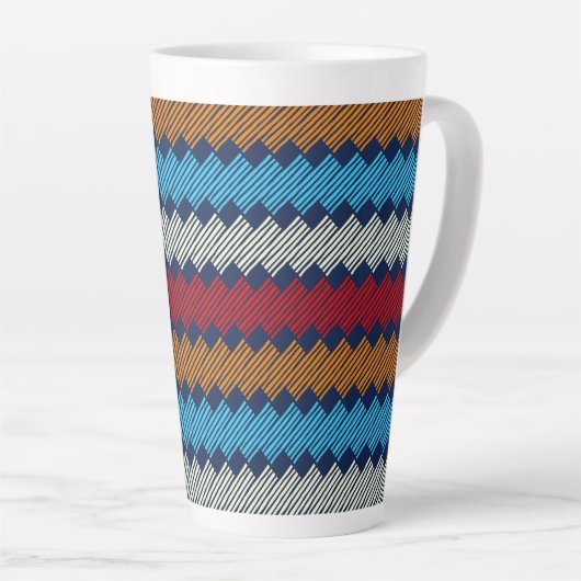 Etnische Boho Pattern Embroidery on Fabric Latte Mok (Rechterhoek)