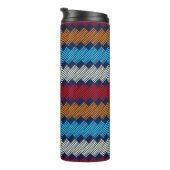 Etnische Boho Pattern Embroidery on Fabric Thermosbeker (Geroteerd rechts)