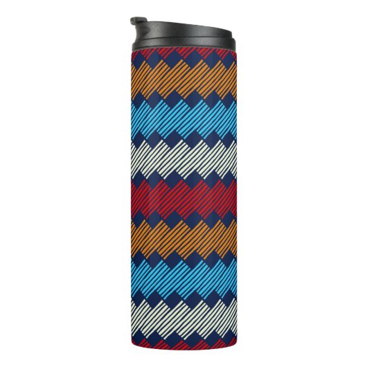 Etnische Boho Pattern Embroidery on Fabric Thermosbeker (Geroteerd rechts)