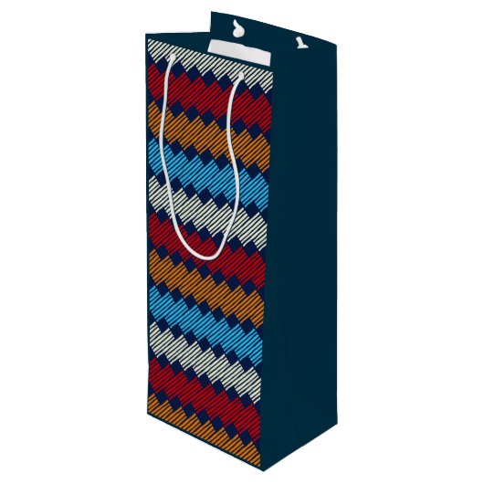 Etnische Boho Pattern Embroidery on Fabric Wijn Cadeautas (Achterkant Gekanteld)