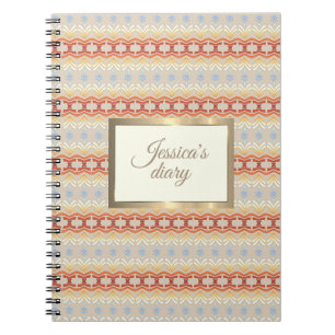 Etnische boho stijl geometrisch patroon. gouden fr notitieboek