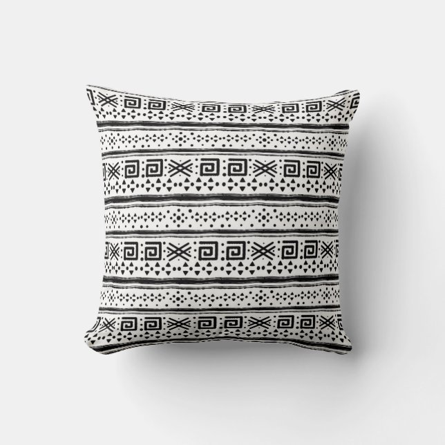 Etnische Boho Tribal Art Print Kussen (Voorkant)