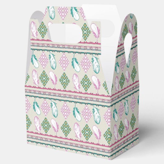 Etnische Boho-veren Bedankdoosjes (Geopend)