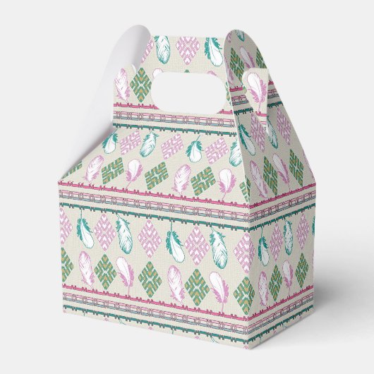 Etnische Boho-veren Bedankdoosjes (Voorkant Zijde)