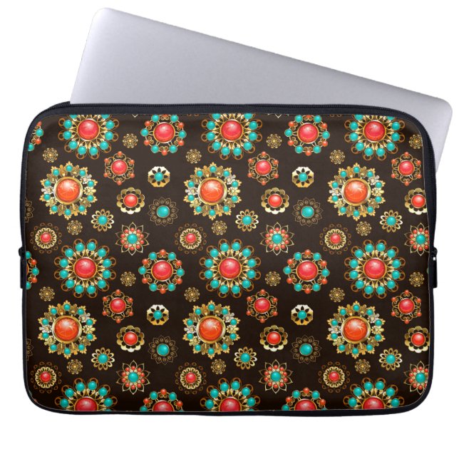 Etnische Broches Naadloos Patroon Laptop Sleeve (Voorkant)