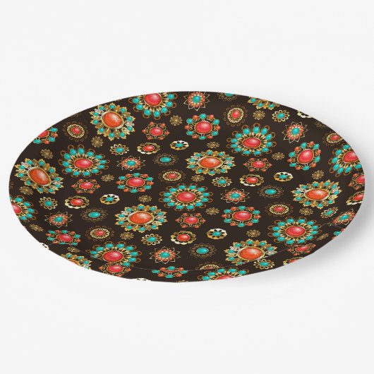 Etnische Broches Naadloos Patroon Papieren Bordje (Gekanteld)