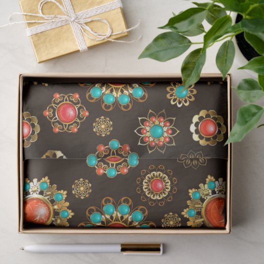 Etnische Broches Naadloos Patroon Tissuepapier (Geschenk)