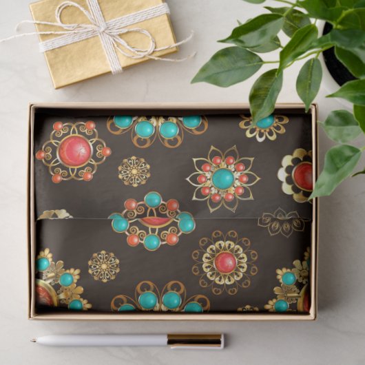 Etnische Broches Naadloos Patroon Tissuepapier (Geschenk)