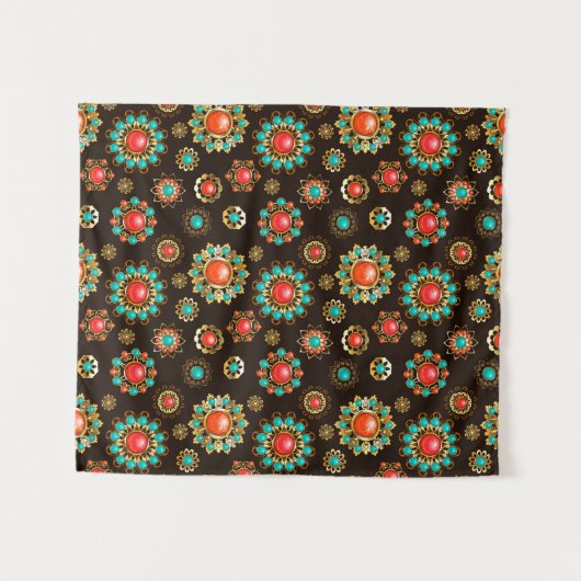 Etnische Broches Naadloos Patroon Wandkleed (Voorkant (horizontaal))