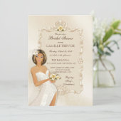 Etnische Bruid Ivoor Satijn Trouwen Roos Kaart (Staand voorkant)
