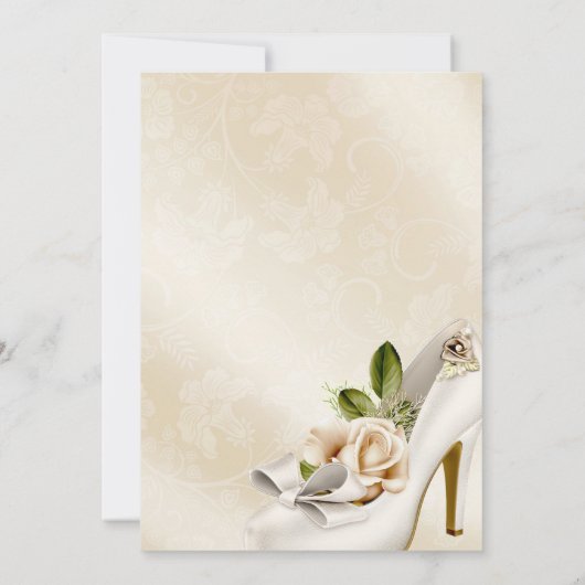 Etnische Bruid Ivoor Satijn Trouwen Roos Kaart (Achterkant)