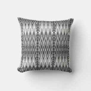 Etnische Chevron Damask, grijs, zwart en wit Kussen