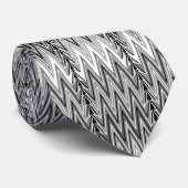 Etnische Chevron Damask, grijs, zwart en wit Stropdas (Opgerold)