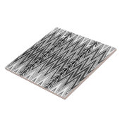 Etnische Chevron Damask, grijs, zwart en wit Tegeltje (Zijkant)