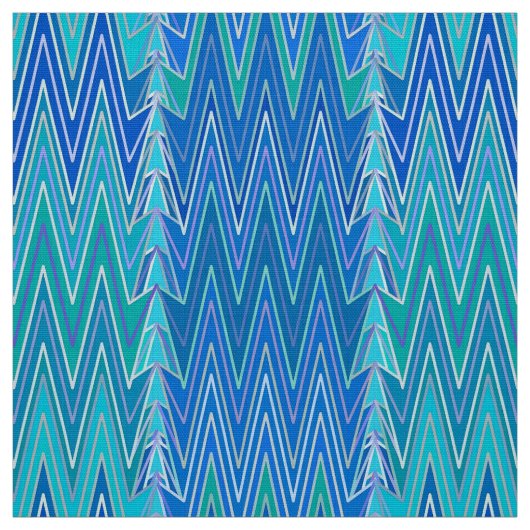 Etnische Chevron Damask, Turquoise en Blue Stof (Swatch)