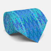 Etnische Chevron Damask, Turquoise en Blue Stropdas (Opgerold)