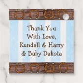 Etnische Cowboy Baby en Teddy Bear Bedankt Bedankjes Labels (Achterkant)