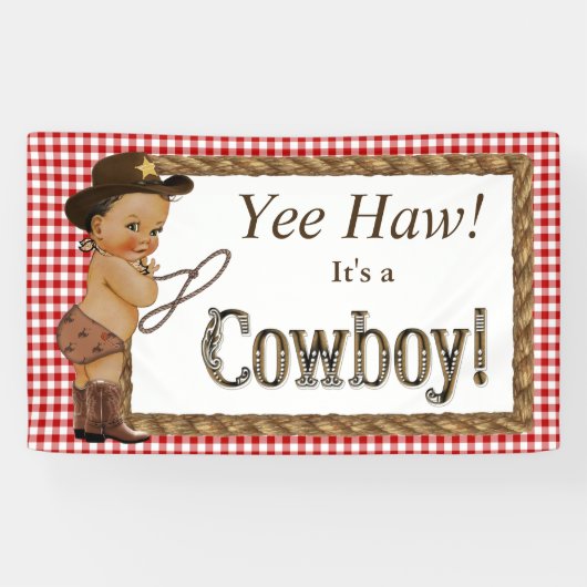 Etnische Cowboy Baby Shower Spandoek (Horizontaal)