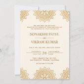 Etnische Cream en bruine Mandala Indische bruiloft Kaart (Voorkant)