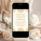 Etnische Cream en bruine Mandala Indische bruiloft Kaart