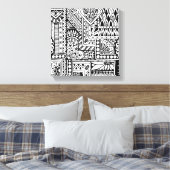 Etnische doodle 6 canvas afdruk (Insitu (Slaapkamer))
