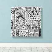 Etnische doodle 6 canvas afdruk (Insitu (Houten vloer))