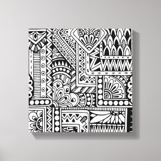 Etnische doodle 6 canvas afdruk (Voorkant)
