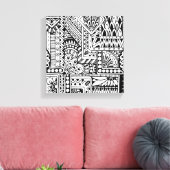 Etnische doodle 6 canvas afdruk (Insitu (Woonkamer))