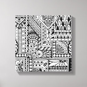 Etnische doodle 6 canvas afdruk